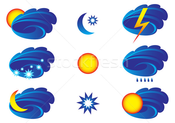 Météorologiques icônes jour nuit prévision soleil [[stock_photo]] © dvarg