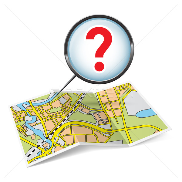 карта буклет вопросительный знак иллюстрация белый город Сток-фото © dvarg