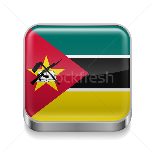 Fém ikon Mozambik tér zászló színek Stock fotó © dvarg
