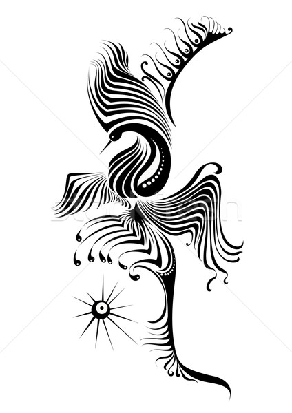 Bianco nero phoenix illustrazione bianco abstract cuore Foto d'archivio © dvarg