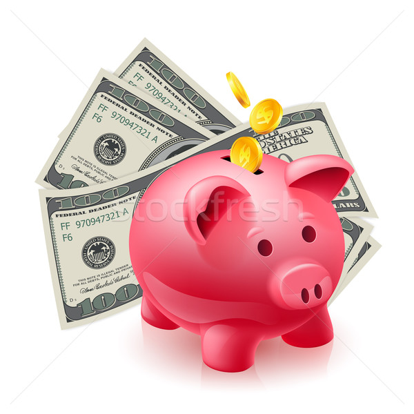 Moneybox - pig and dollars Stock photo © dvarg