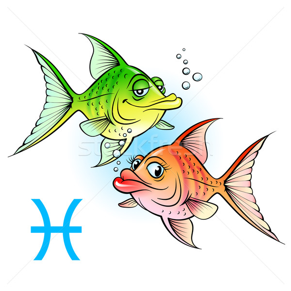 Stock photo: Two cartoon fish