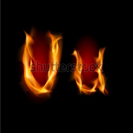Tüzes betűtípus levél verzió illusztráció fekete Stock fotó © dvarg