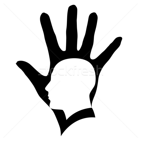Cabeza mano ilustración blanco silueta negro Foto stock © dvarg