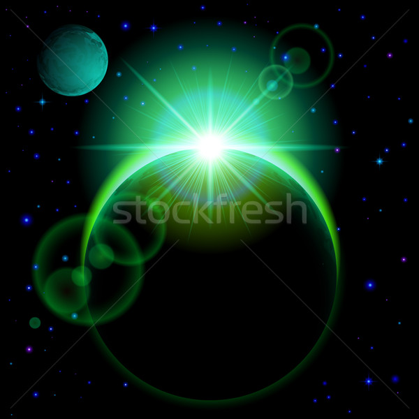 întuneric planetă semnal luminos spaţiu verde luminos Imagine de stoc © dvarg