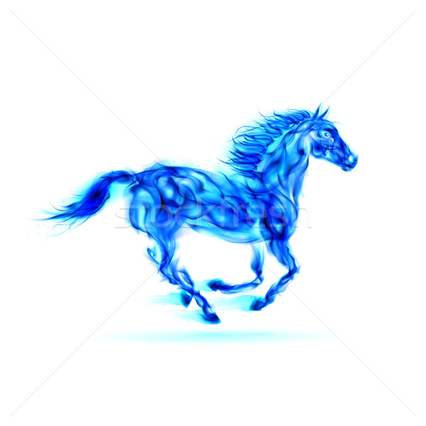 работает синий огня лошади иллюстрация белый Сток-фото © dvarg