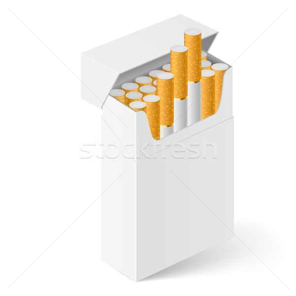 Stockfoto: Witte · pack · sigaretten · geïsoleerd · ontwerp · gezondheid