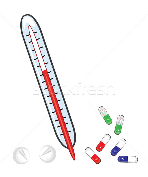 термометра таблетки изолированный аннотация медицинской белый Сток-фото © dvarg