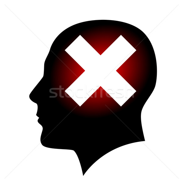 Silhouette of head with closed sign Stock photo © dvarg