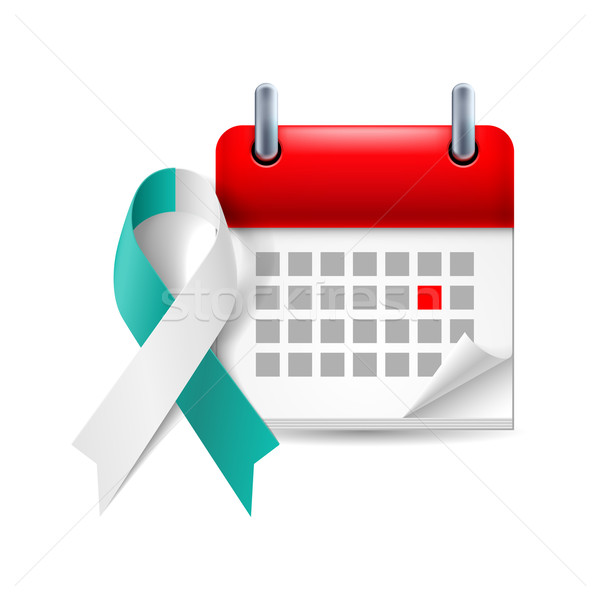 Teal and white awareness ribbon and calendar Stock photo © dvarg
