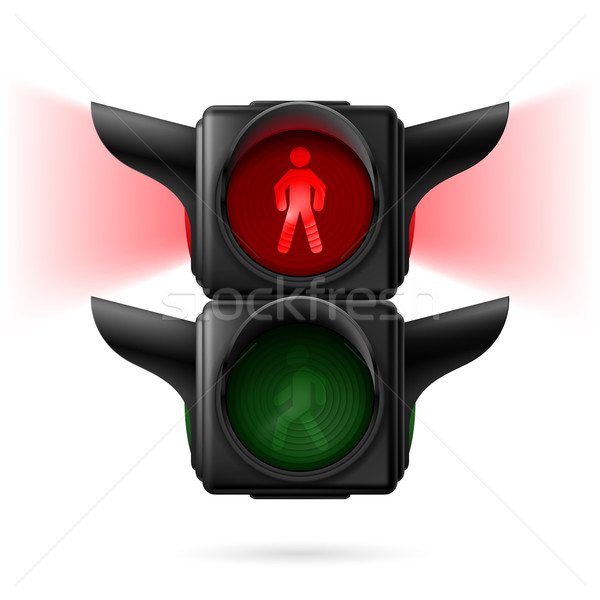 Gyalogos közlekedési lámpa valósághű piros lámpa illusztráció Stock fotó © dvarg