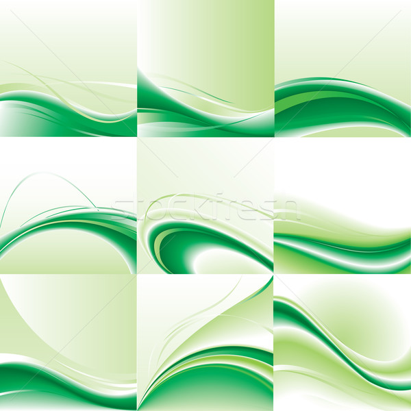Stok fotoğraf: Soyut · vektör · ayarlamak · yeşil · dalga · dizayn
