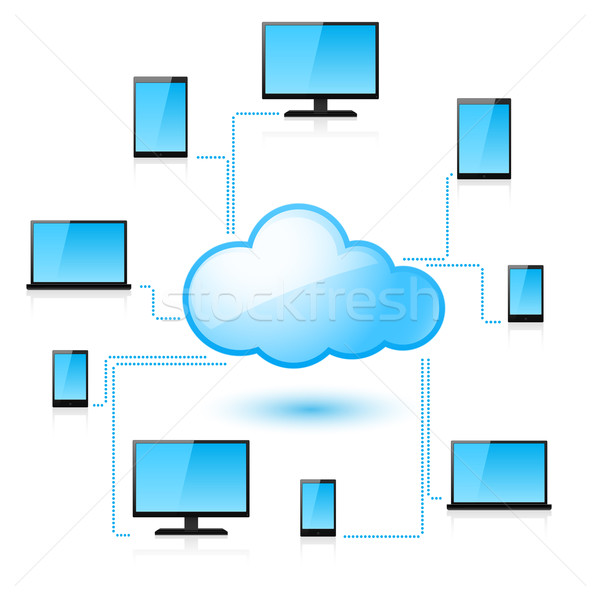 Felhő alapú technológia illusztráció terv fehér technológia biztonság Stock fotó © dvarg