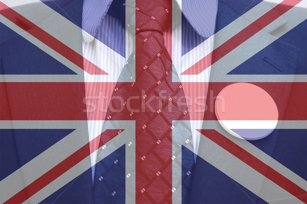 бизнесмен костюм жетоны британский флаг свободу Европа Сток-фото © dzejmsdin