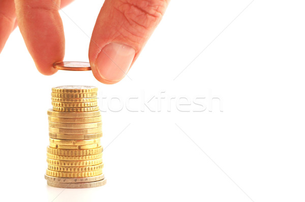 Monede mână afaceri bani metal Imagine de stoc © dzejmsdin