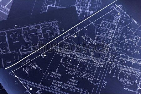 Blauwdrukken ontwerp home architectuur papier Stockfoto © dzejmsdin
