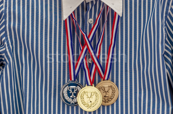 Business Gold Silber Bronze Vergabe Medaillen Stock foto © dzejmsdin