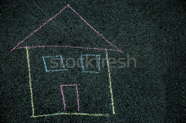 Ház kézzel készített rajz fotó rajzolt gyerek Stock fotó © dzejmsdin