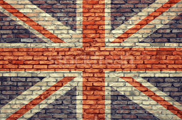 Egyesült Királyság zászló fal tégla textúra háttér Stock fotó © dzejmsdin