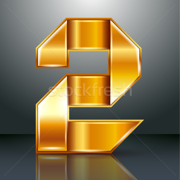 Number metal gold ribbon - 2 - two Stock photo © Ecelop