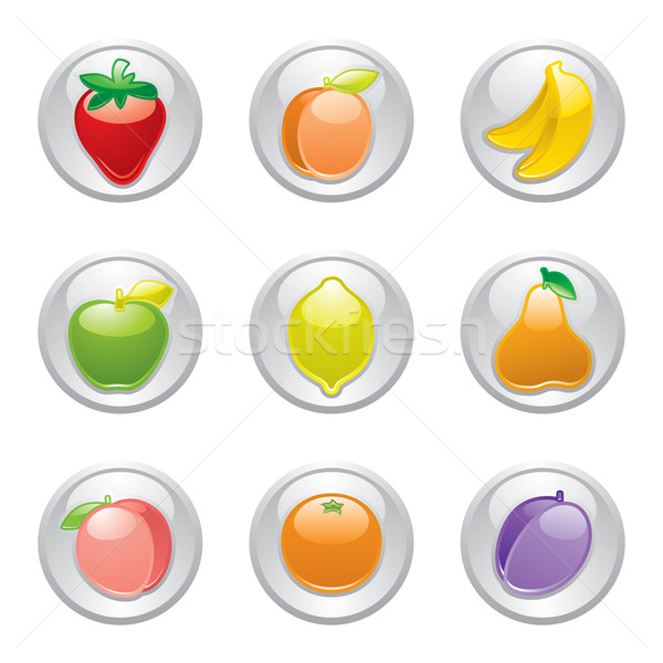 Fruits gris bouton design gris alimentaire [[stock_photo]] © Ecelop