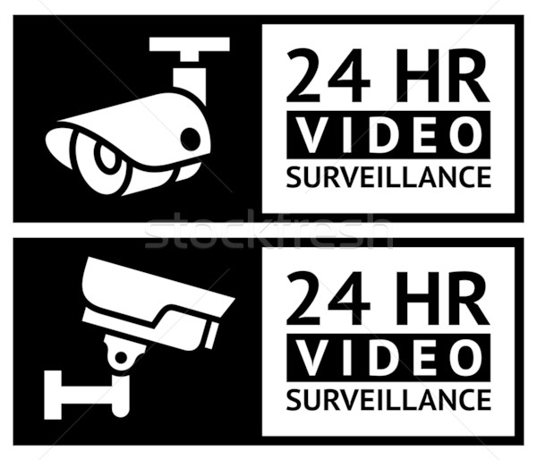 Stock photo: Video surveillance stickers set