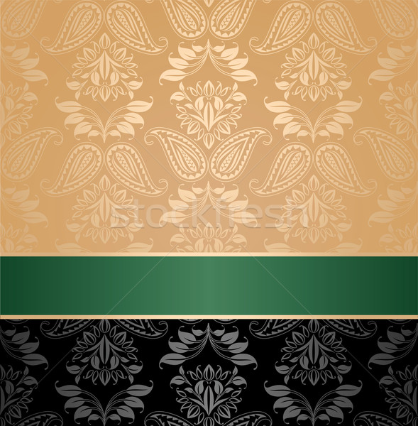Seamless pattern, floral decorative background, green ribbon Stock photo © Ecelop