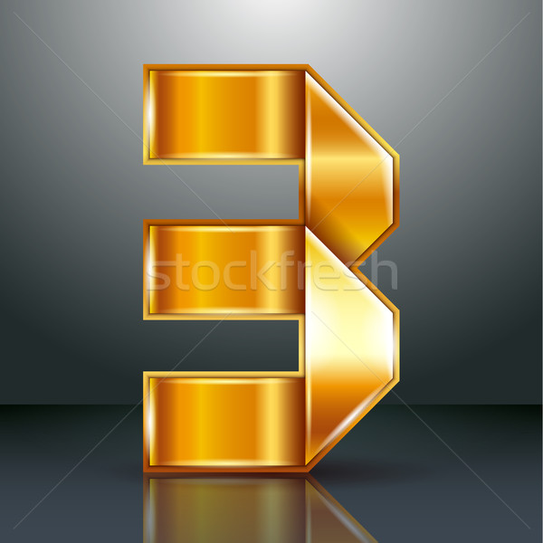 Number metal gold ribbon - 3 - three Stock photo © Ecelop