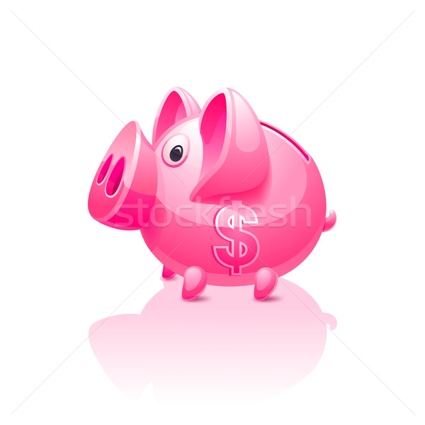 Foto stock: Rosa · piggy · bank · cifrão · dinheiro · assinar · brinquedo