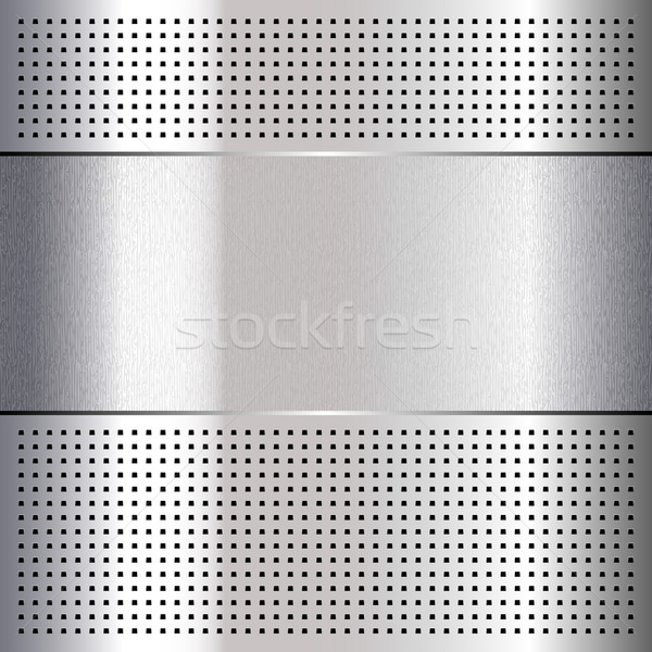 Metallic perforated chromium steel sheet, 10eps Stock photo © Ecelop
