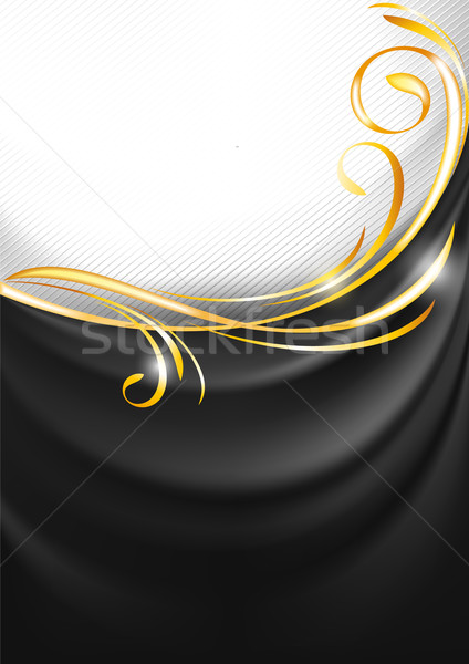 Dark gray fabric curtain. Gold vignette Stock photo © Ecelop