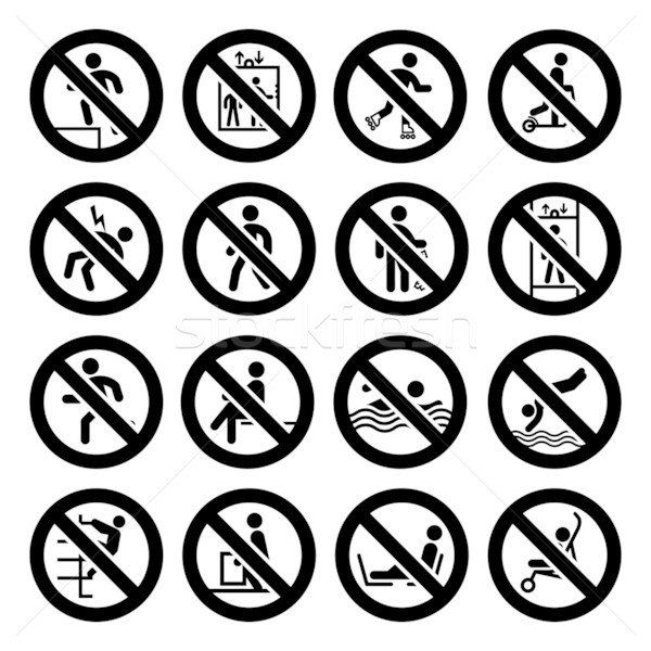 Prohibited black signs vector Stock photo © Ecelop