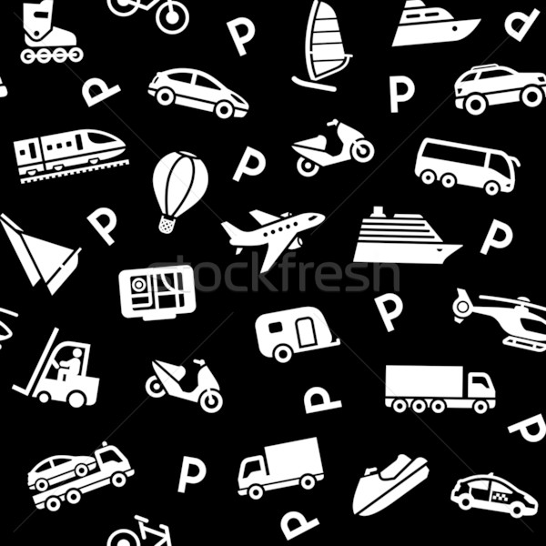 Seamless black background, white transport icons Stock photo © Ecelop