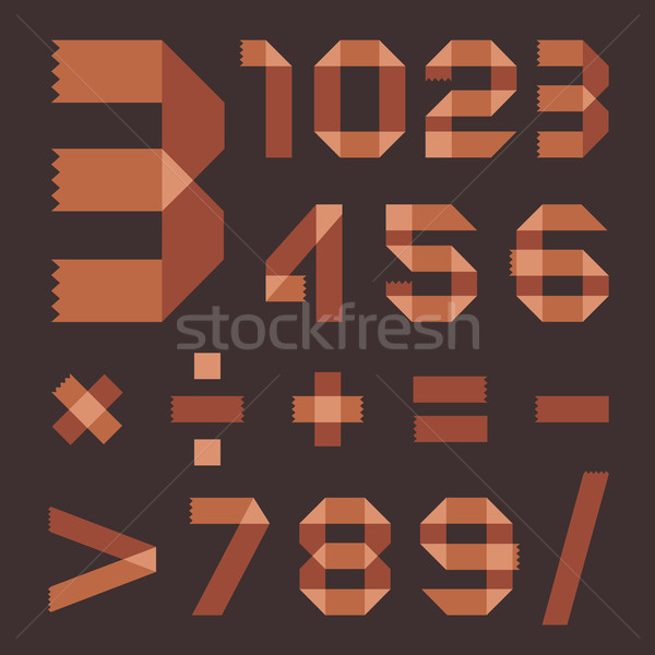 Font from brownish scotch tape - Arabic numerals Stock photo © Ecelop