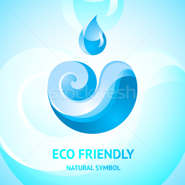 Azul água naturalismo símbolo emblema design de logotipo Foto stock © Ecelop