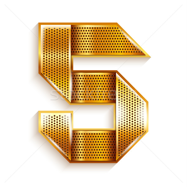 Number metal gold ribbon - 5 - five Stock photo © Ecelop