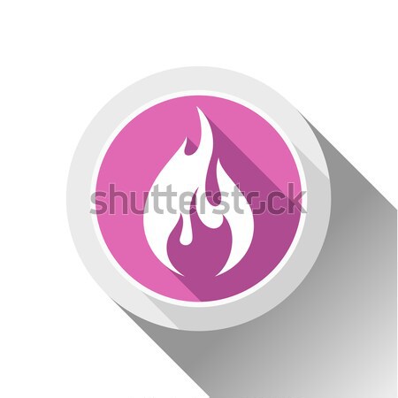 Yangın ikon kare düğme alev renkli Stok fotoğraf © Ecelop