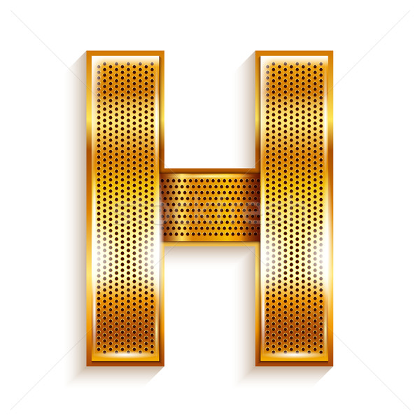 Stock photo: Letter metal gold ribbon - H