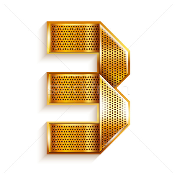 Number metal gold ribbon - 3 - three Stock photo © Ecelop