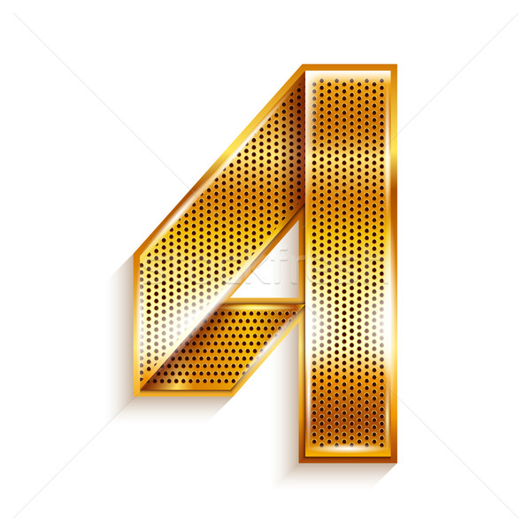 Number metal gold ribbon - 4 - four Stock photo © Ecelop