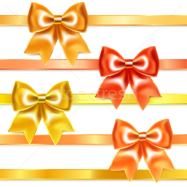 Golden and bronze bows of silk ribbon Stock photo © Ecelop