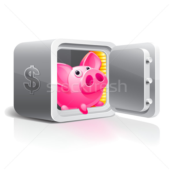 Foto stock: Piggy · bank · seguro · dinheiro · assinar · brinquedo · ouro