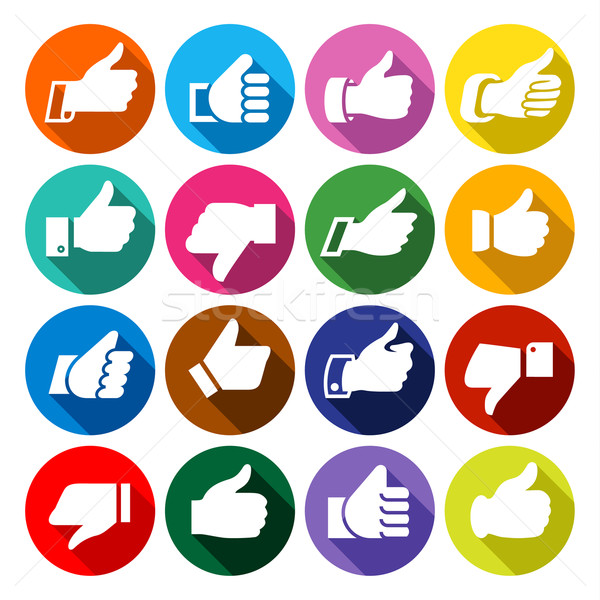 Thumbs up, set on round buttons Stock photo © Ecelop