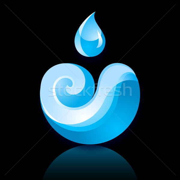 Sign Wave with a Drop blue with reflection Stock photo © Ecelop