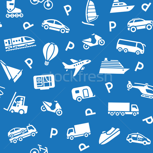 Seamless background, white transport icons Stock photo © Ecelop