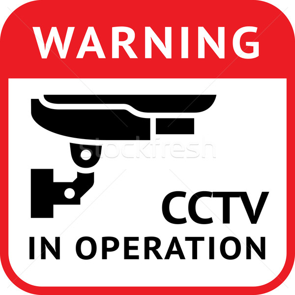 Zdjęcia stock: Cctv · piktogram · aparatu · bezpieczeństwa · ostrzeżenie · naklejki · bezpieczeństwa