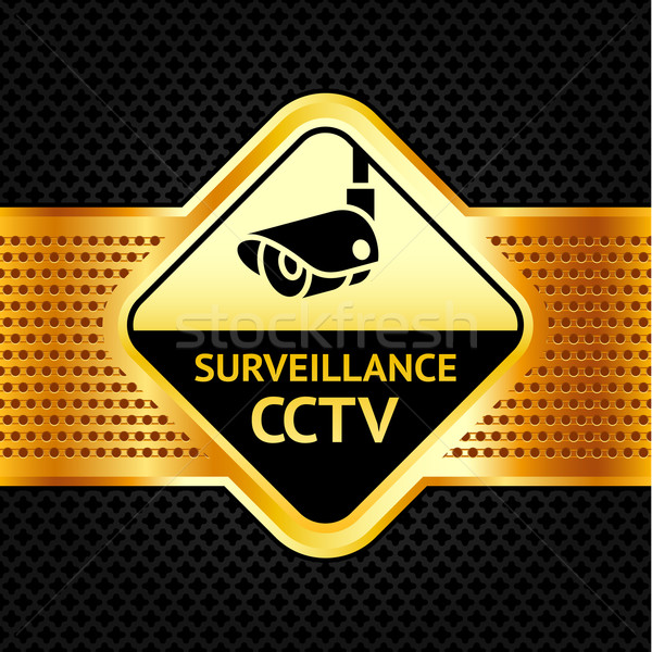 Cctv symbol on a metallic perforated background Stock photo © Ecelop