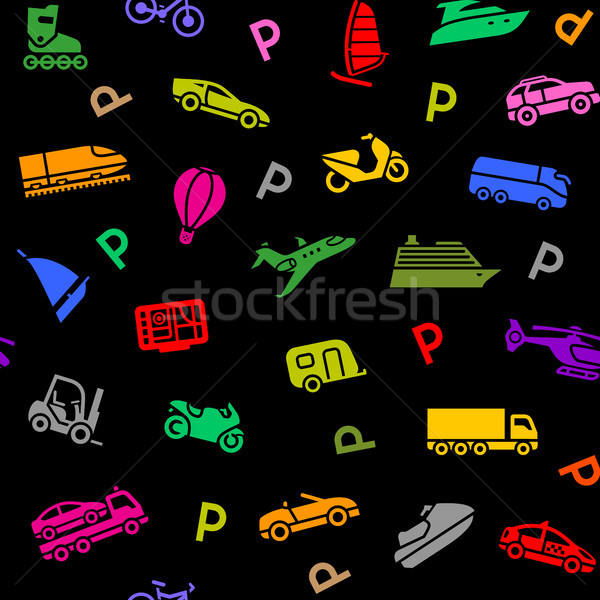 Seamless background, transport colored icons Stock photo © Ecelop
