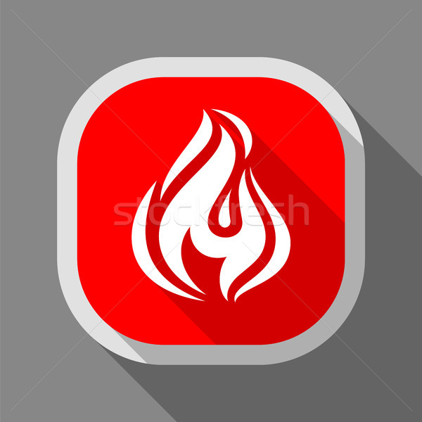 Feu icône carré bouton flamme ombre [[stock_photo]] © Ecelop