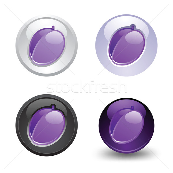 Plum button, set, web 2.0 icons Stock photo © Ecelop